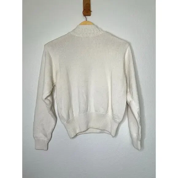 Vintage Liz Claiborne Floral Embroidered Mock Neck Sweater Sz Small Cottagecore - Picture 6 of 6